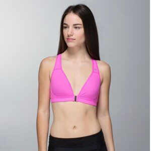 LULULEMON Lift & Separate IV 4 Sports Bra Front Clasp Pow Pink Women's 34DD, 34E